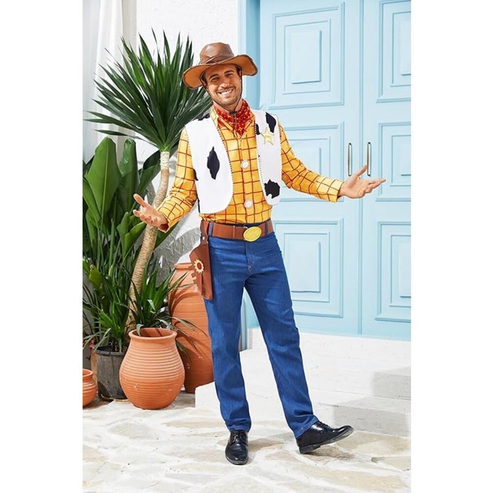 Cowboy Adult Costume, Men Western Sheriff Halloween Cosplay Outfit Rodeo, Small - Picture 4 of 5